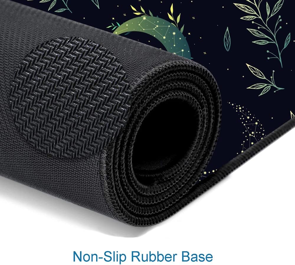 Gaming Mouse Pad, XXL Extended Computer Keyboard Long Mouse Mat, Large Desk Pad for Office Laptop, Non-Slip Rubber Base with Stitched Edge Mousepad, 31.5X11.8 inch Black Boho Magic Moon