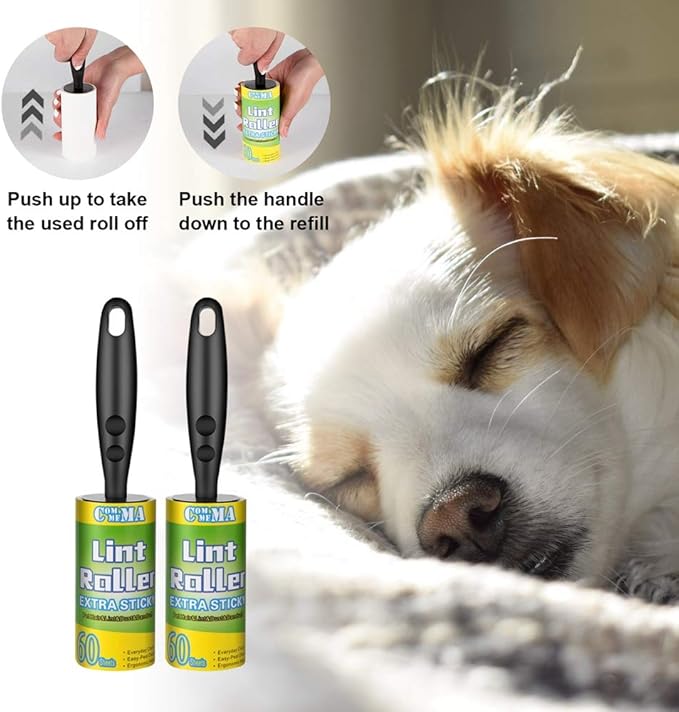 Lint Rollers for Pet & Clothes, Extra Sticky, 3 Handles with 6 Refills, 360 Total Sheets, Lint Roller Set Brush for Dog & Cat Hair Removal, Furniture