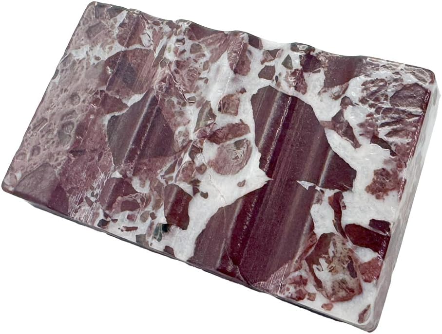 Marble Christmas Soap Dish for Shower - Natural Stone Tray Stand Organizer, Decorative Bar Soap Holder | Non-Slip, Luxury Bath Accessories (Rose)