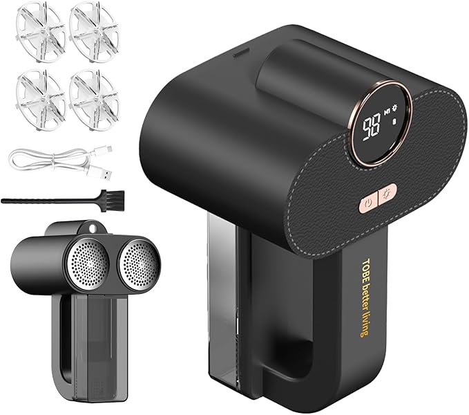 Electric Fabric Shaver,Rechargeable Lint Remover,Sweater Shaver,Dual Motors Drive and with Replaceable six-Blade Blades,LED Display,3-Speed,Lighting Assistance,for Clothes Couch Furniture