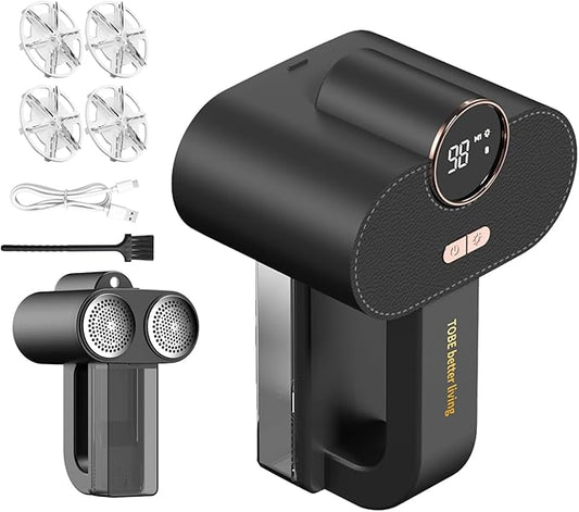 Electric Fabric Shaver,Rechargeable Lint Remover,Sweater Shaver,Dual Motors Drive and with Replaceable six-Blade Blades,LED Display,3-Speed,Lighting Assistance,for Clothes Couch Furniture