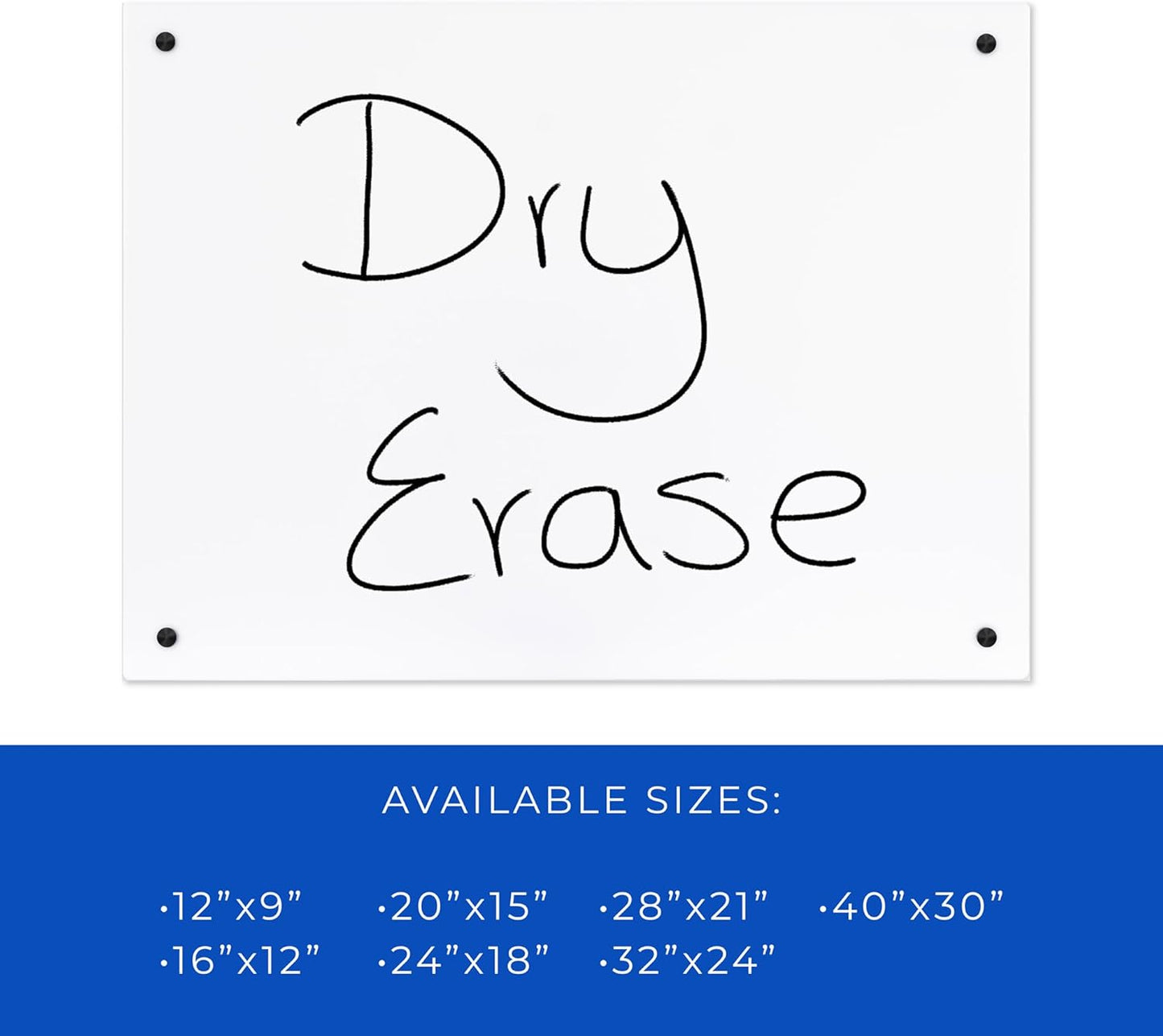 24x32 Dry Erase Board for Wall - with .25 White Acrylic and Black Stand Off Finish - Perfect Whiteboard for Office, Home, Classroom - Durable and Stylish .25 White Acrylic Dry Erase Board