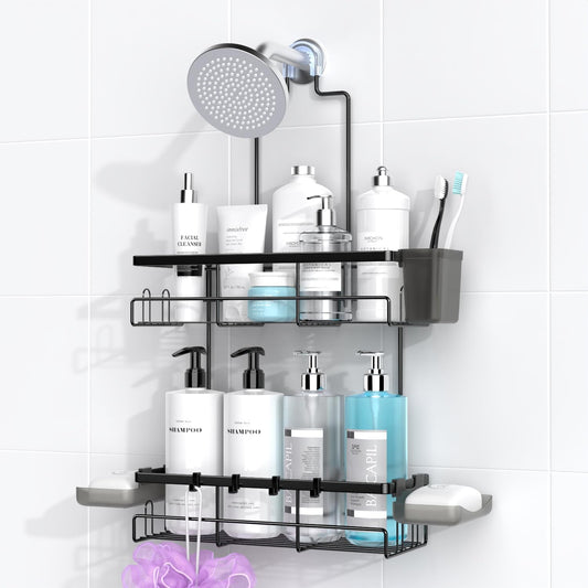 Shower Caddy Hanging Bathroom Organizer: Rustproof Shelf for Inside Shower - No Drilling Racks Over Showerhead - Bath Shelves for Shampoo Soap