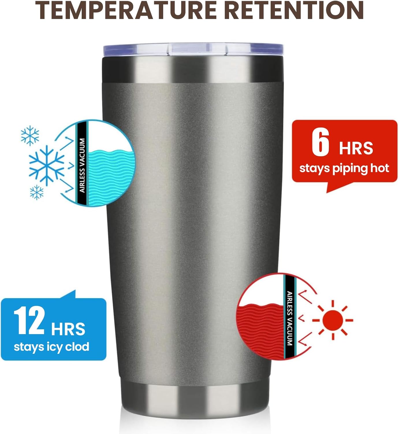 MEWAY 20oz Tumbler 4 Pack Double Wall Vacuum Insulated Travel Mug Bulk, Stainless Steel Tumblers with Lid and Straw, Durable Powder Coated Coffee Cups for Cold & Hot Drinks (Cold Gray, 4)