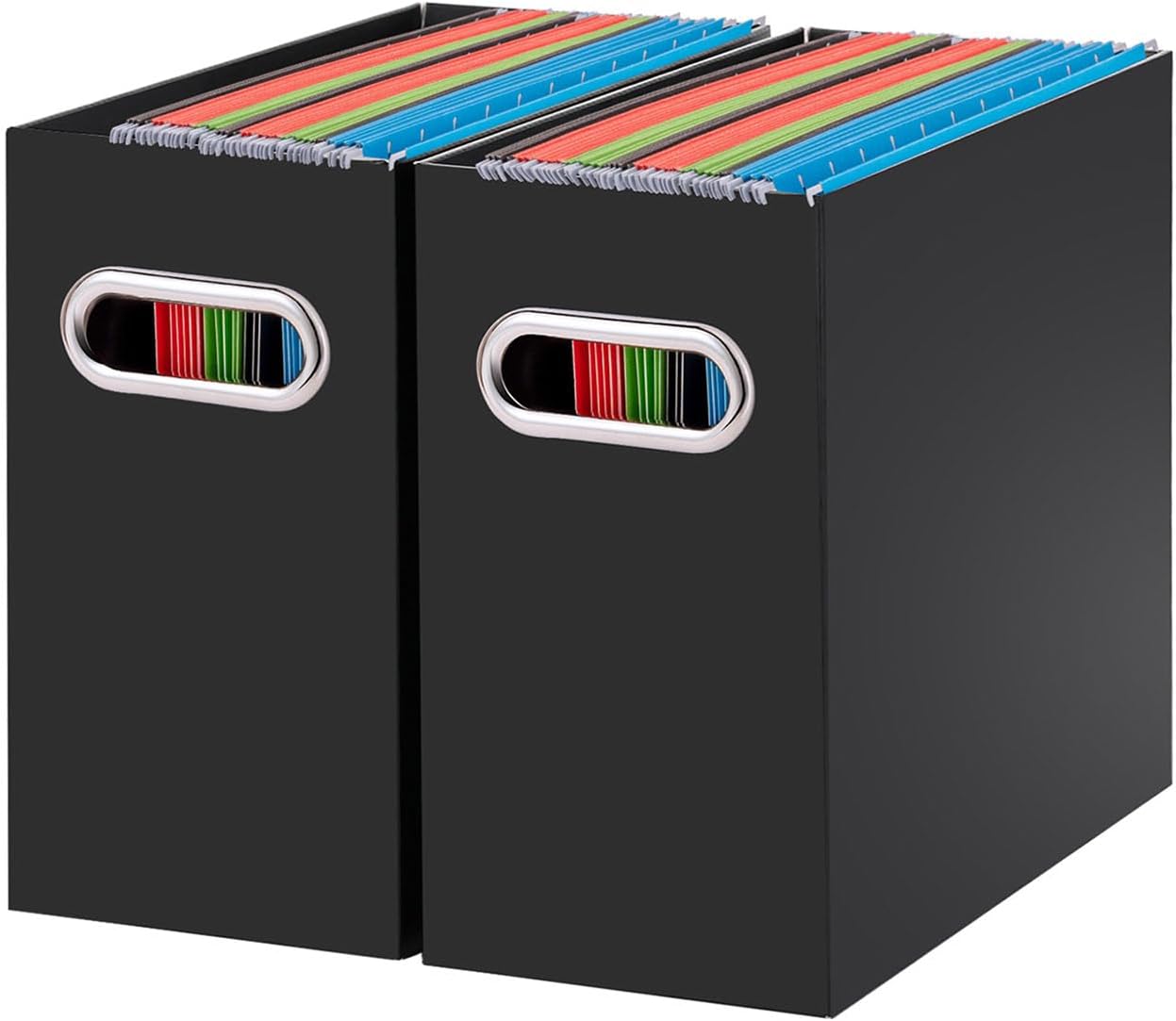 Oterri Cardboard File Organizer Box for Hanging File Folders Letter Size,File Box for Computer Desk,File Cabinet,Working Home,Office,Classroom (Black, Letter Size - 2 Packs)