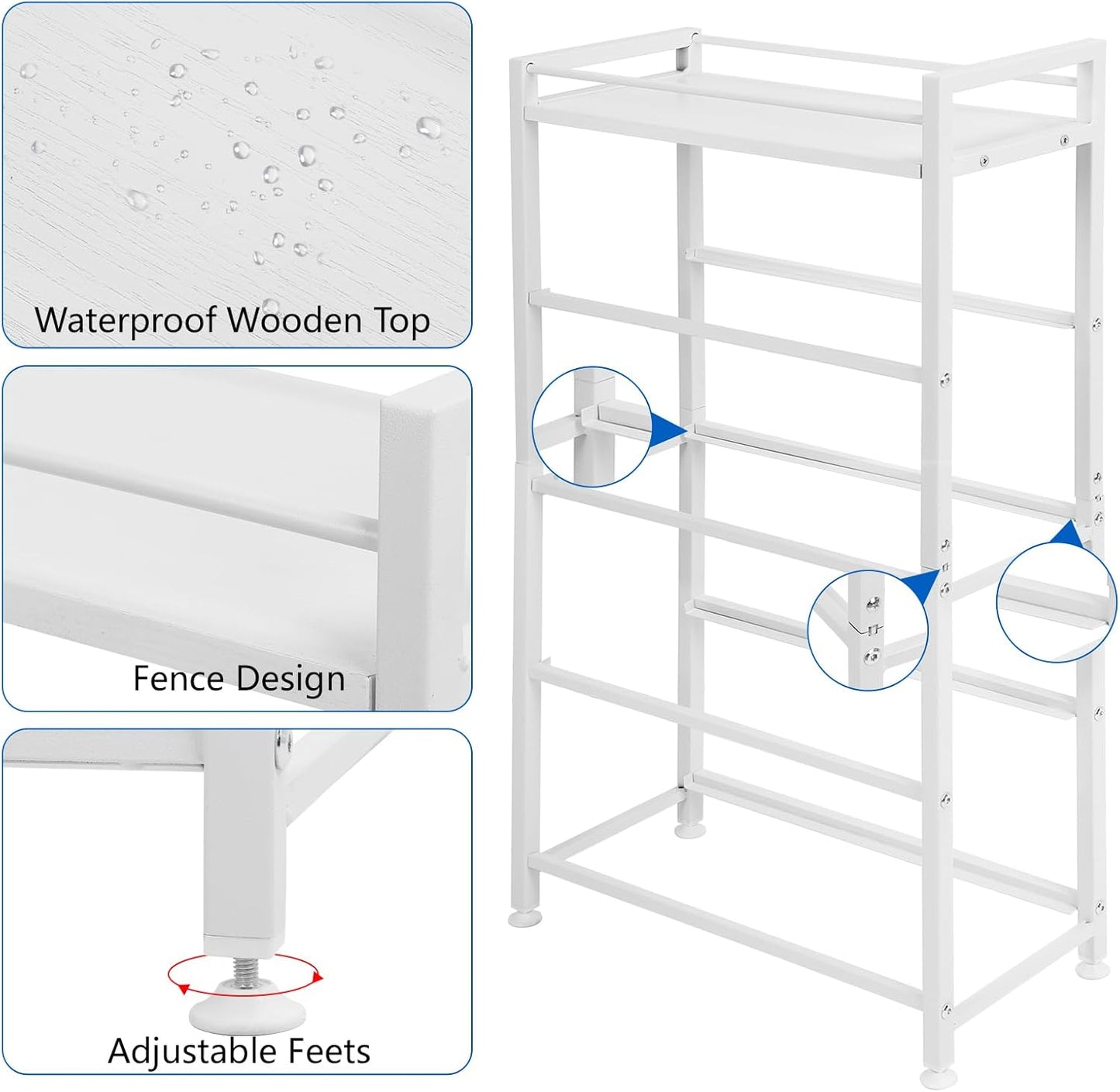 MOOACE Narrow Dresser Storage Tower with 4 Drawers, Slim Dresser Chest of Drawers, Vertical Small Fabric Dresser Standing, Wood Top Organizer for Bedroom, Bathroom & Laundry, White/Gold