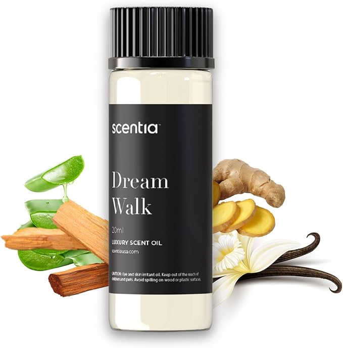 Scentia Hotel Diffuser Oil Inspired by The Hotel Scent - 20 ml 0.67 fl oz - Essential Oil Blend White Tea, Cedarwood Notes for Aromatherapy Diffusers and Humidifiers - Dream Walk, Thanksgiving Gift