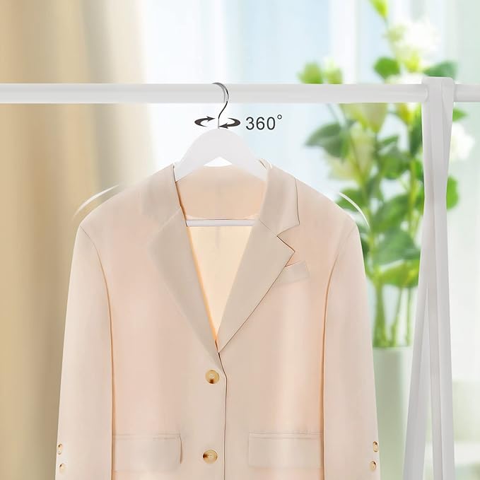 TOPIA HANGER Wooden Coat Hangers 30 Pack, White Wood Suit Hangers with Non Slip Pants Bar, 360° Swivel Hook and Shoulder Notches for Camisole, Jacket, Pants, Smooth Finish Clothes Hangers -CT34W30