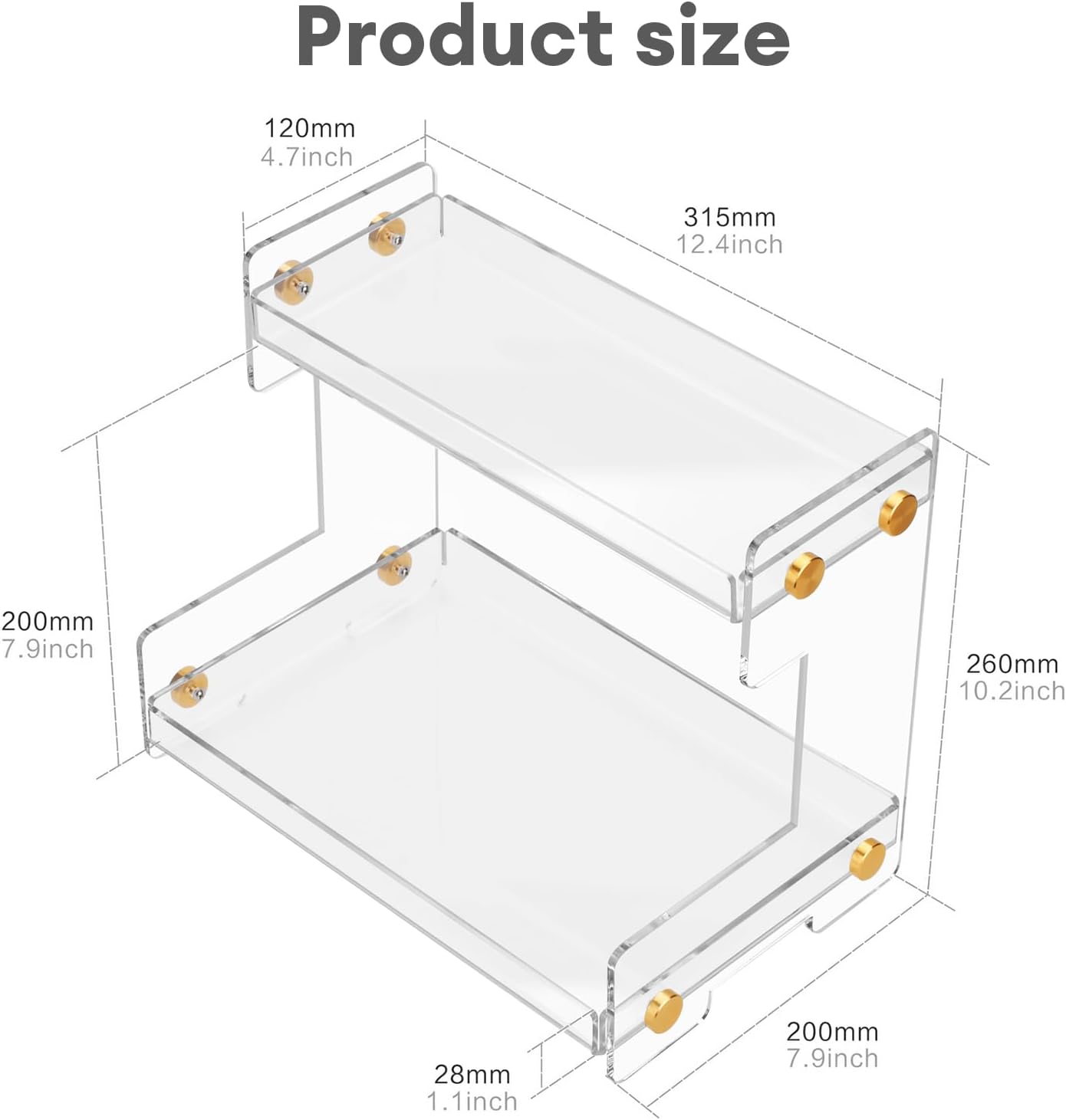 FFK 2 Tier Bathroom Countertop Organizer, Storage Shelf for Cosmetics, Ideal for Cabinet, Pantry, and Desktop, for Kitchen and Office