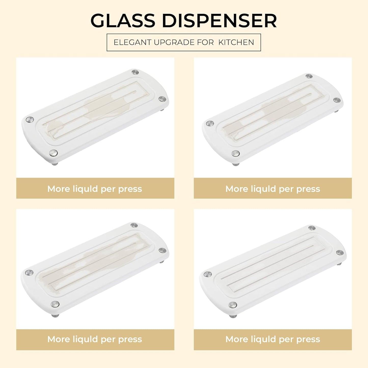 [Luxury] Kitchen Soap Dispenser Set - 16OZ White Glass Bottle, Stainless Steel Pump, Instant Dry Tray, Waterproof Labels, Non-Slip Silicone Pad, and Dish Brush | Upgrade for Your Kitchen and Bathroom