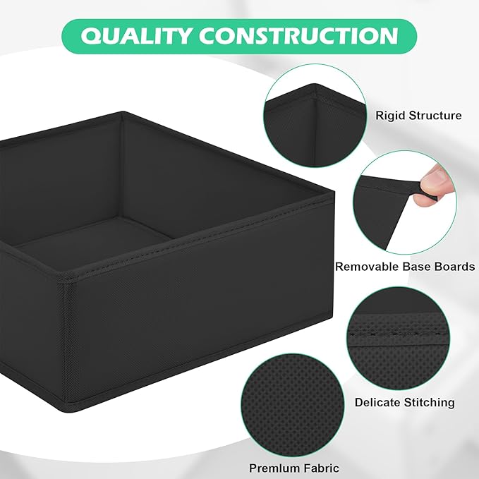 Drawer Clothes Organizer 16-Pack, Black 3 Sizes Underwear Drawer Dividers, Fabric Folding Wardrobe Organizer, Can Store Baby Clothes, Bras, Underwear, Panties, Belts, Socks, Ties, etc.