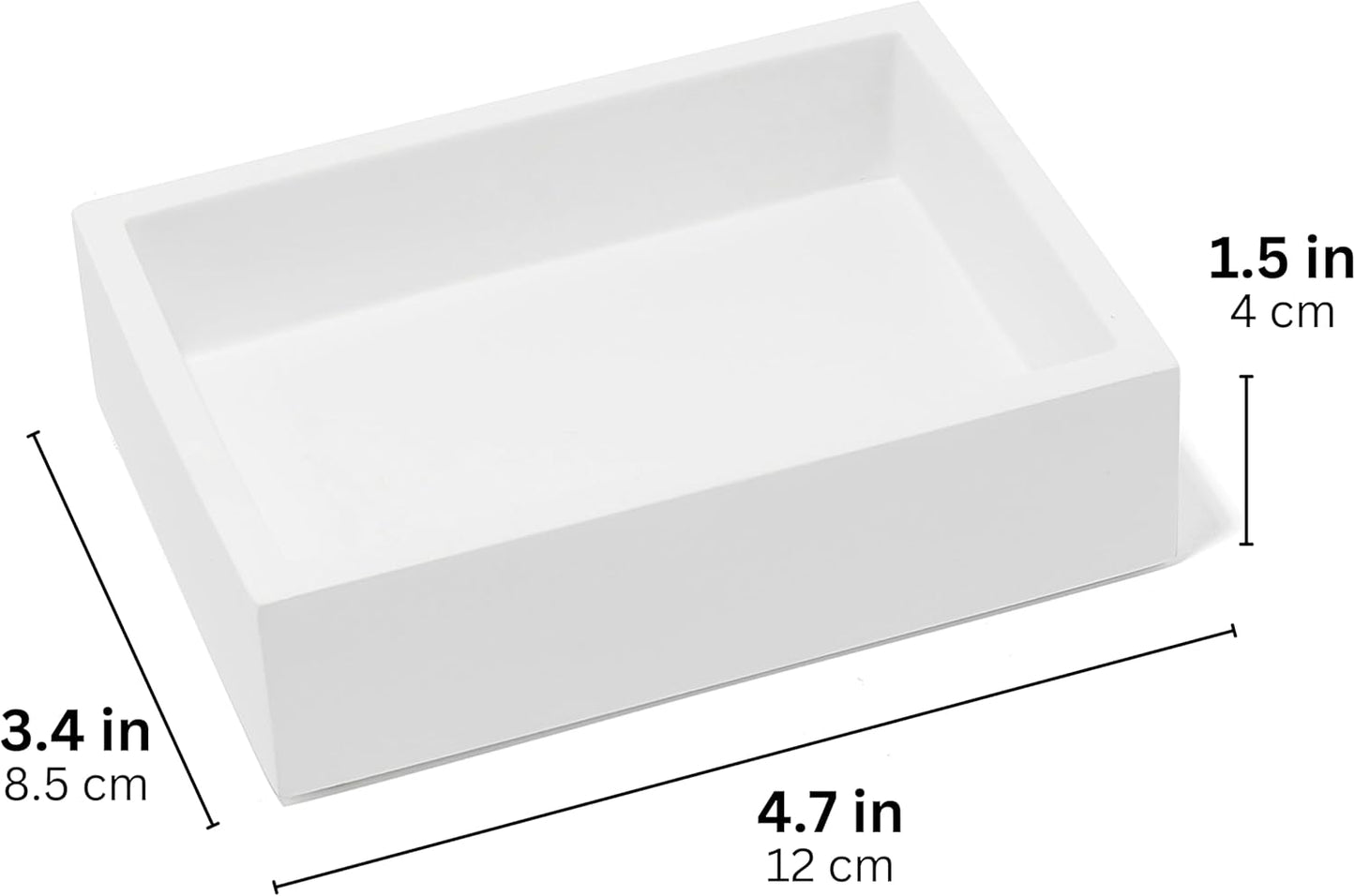 Matte White Square Soap Dish for Bathrooms and Kitchens (Square White)