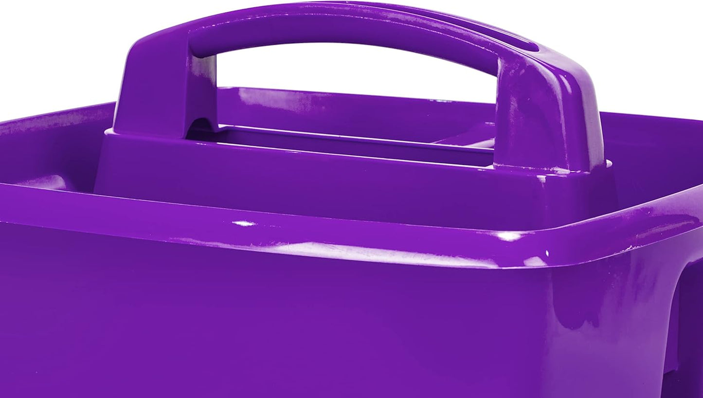 Storex 3-Compartment Small Caddy – Multipurpose Classroom Organizer with Handle, Purple, 5-Pack (00944U06C)