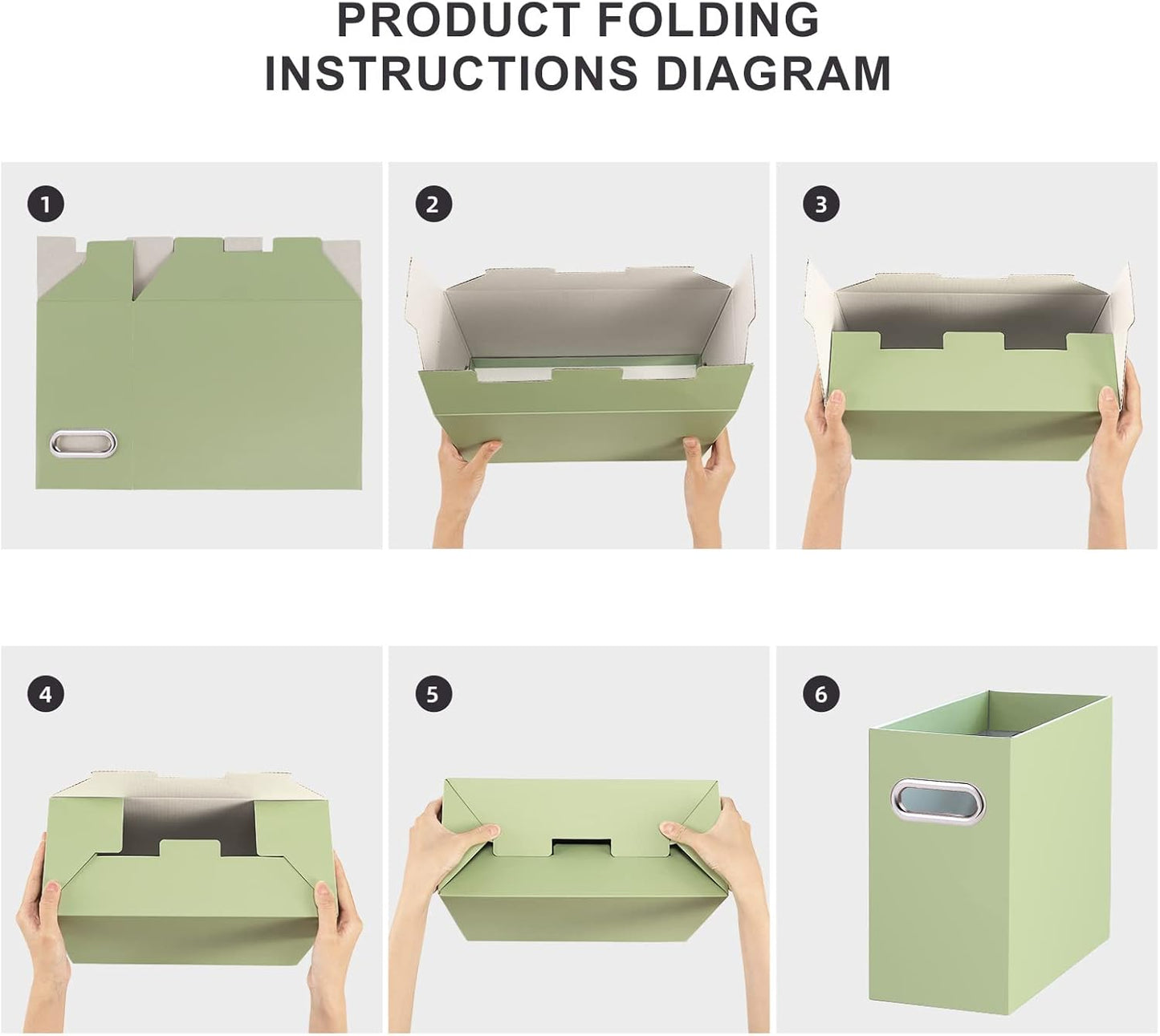 Oterri Cardboard File Organizer Box for Hanging File Folders Letter Size,File Box for Computer Desk,File Cabinet,Working Home,Office,Classroom (Green, Letter Size - 6 Packs)