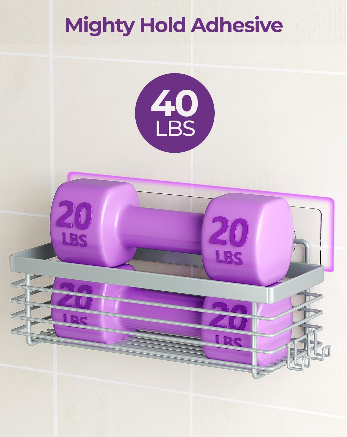 ODesign Shower Caddy 3 Pack SUS304 Stainless Steel-No Drilling-Shower Bathroom Shelves Rack,Rustproof Wall Mounted,Adhesive Shower Shelf Basket Organizer-Grey