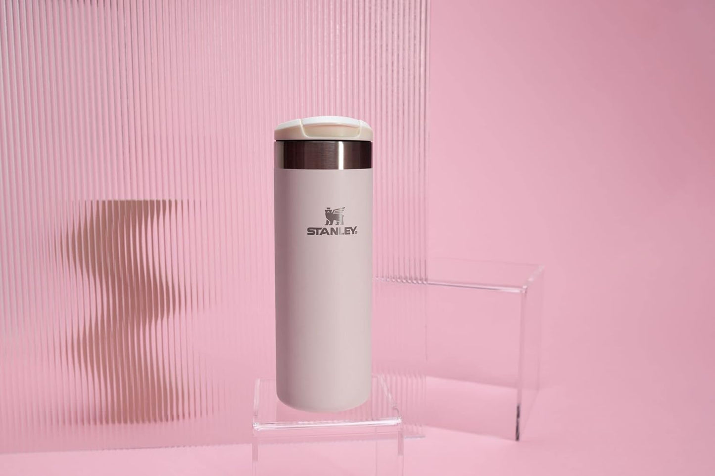 Stanley AeroLight Transit Bottle 16 oz | Locking Drink Through Lid | Leak Resistant Water Bottle or Coffee Travel Mug | Lightweight Insulated Stainless Steel | BPA-Free | Rose Quartz Glimmer