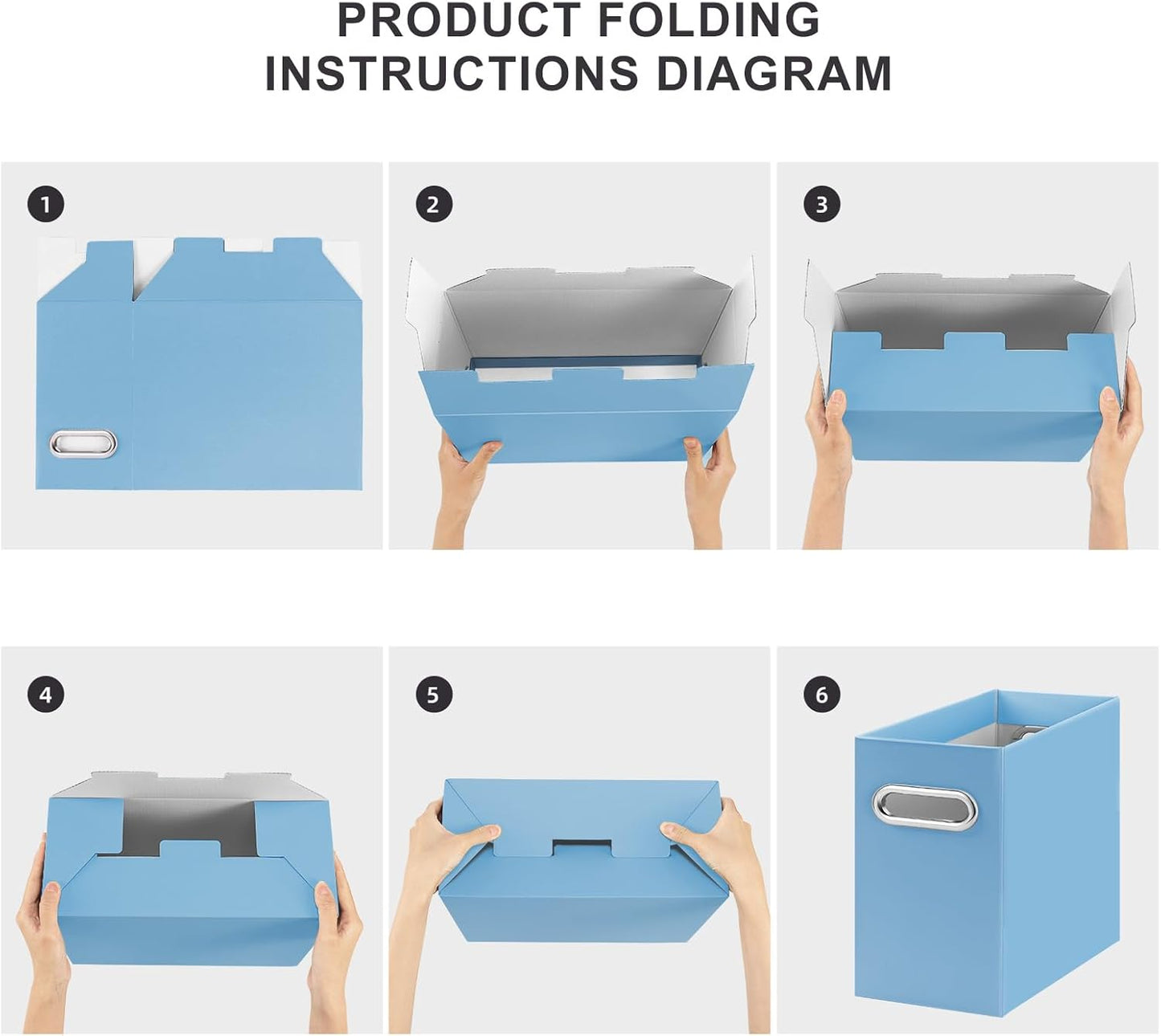 Oterri Cardboard File Organizer Box for Hanging File Folders Letter Size,File Box for Computer Desk,File Cabinet,Working Home,Office,Classroom (Blue, Letter Size - 6 Packs)