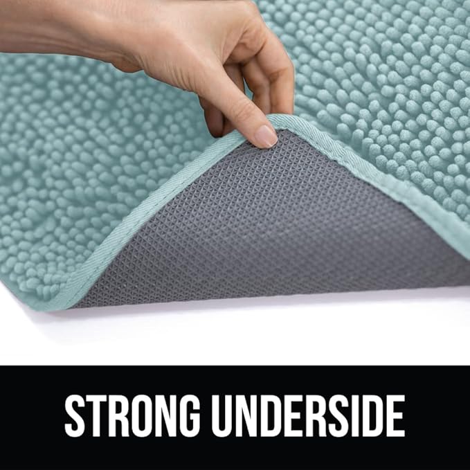 KANGAROO Bathroom Rugs, Chenille Soft Absorbent Bath Rug, Shaggy Shower Mat, Quick Dry Machine Wash Bathmat, Plush Carpet Mats for Tub, Bathtub and Room Home Decor Accessories, 30x20, Seafoam