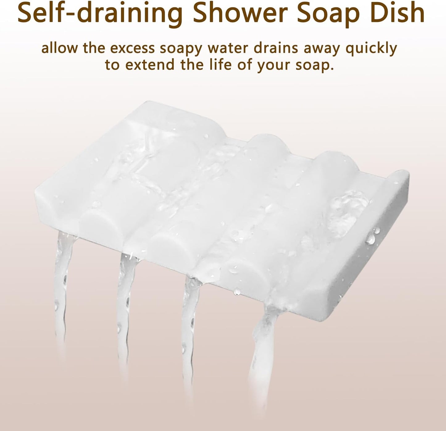 Soap Dish for Shower, Bathroom & Kitchen – Non-Slip, Self-Draining Design to Keep Soap Dry, Extend Soap Life – Easy to Clean, Compact & Durable (White, 2 pcs)