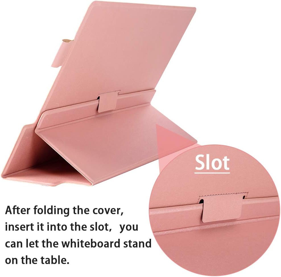 9" x 12" Small White Board, Dry Erase Board, Portable Whiteboard with Stand, Magnetic Desktop Whiteboard with PU Cover Case, A4 Notebook White Board Easel for Office, Home, School(Pink)