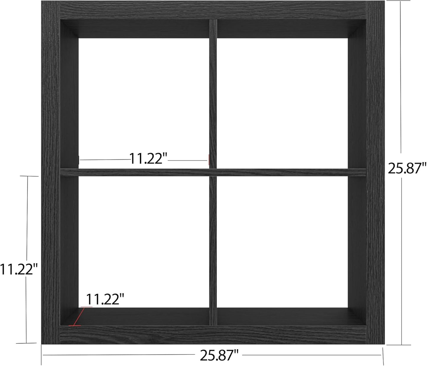 Bookshelf with Storage Bin, 4-Cube Storage Organizer, Modern Wood Open Bookcase, Multifunctional Display Shelf for Living Room, Bedroom, Home Office, Black