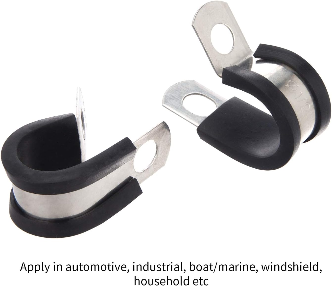 24pcs Wire Clamps 1 Inch, Stainless Steel 304 Cable Clamps Rubber Cushion, Pipe Clamp for wiring, lines, hoses and cables