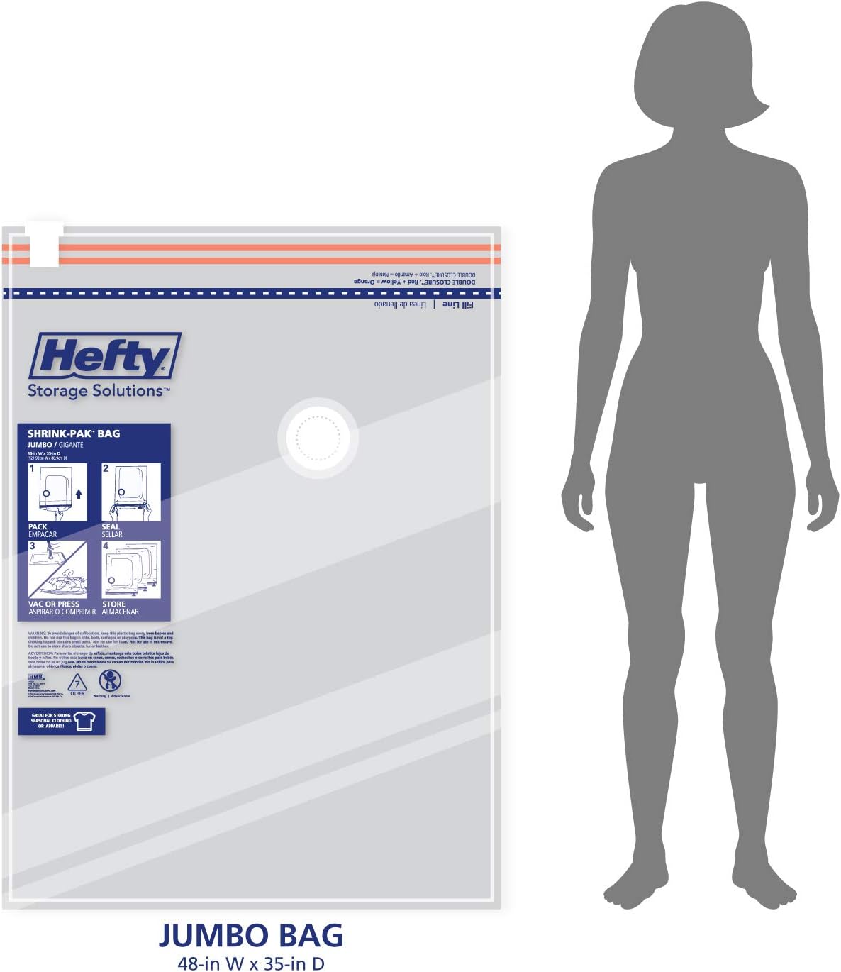 Shrink-Pak Space Bags Vacuum Storage Bags for Bedding Jumbo Compression 3 Pack Clear for Comforters Blankets (3 Jumbo/Bedding Solo)