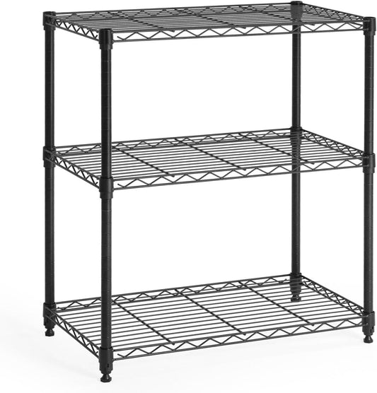 CAPHAUS 3/4/5-Tier Adjustable Height Wire Shelving Unit, Rack Shelving, Metal Steel Shelves, Garage Organizer, Utility Storage Shelf, 3-Tier Without Wheels, Black
