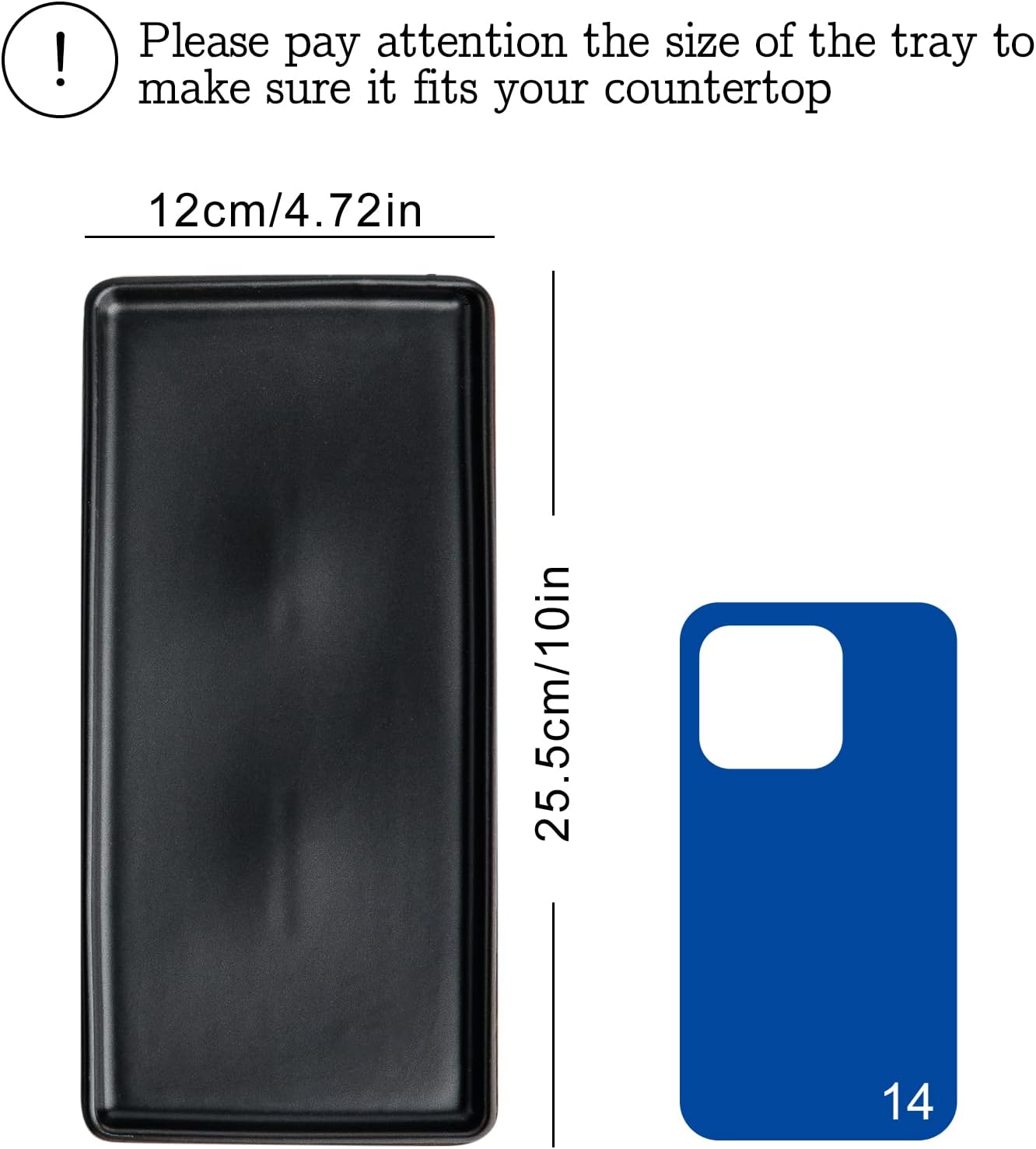 Bathroom Tray countertop 10" Set of 2, Ceramic Vanity Tray,Organizer Tray,Kitchen soap Tray (Black)