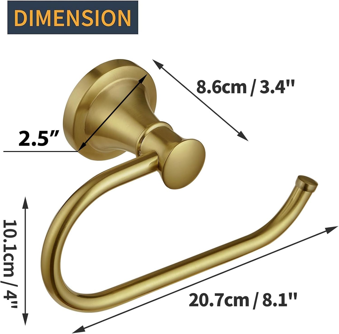 BESy Brushed Gold Toilet Tissue Paper Holder Brushed Gold Bathroom Accessories Toilet roll Paper Hanger, Wall Mounted, Rustproof