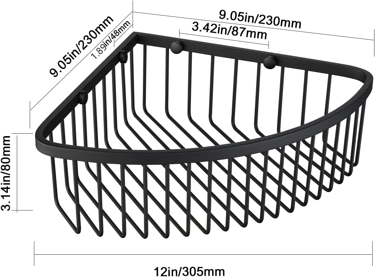 Bathroom Shower Caddy Corner Shelf Basket, Ultra Sturdy Rust-Proof Stainless Steel Shelf Organizer, Wall Mounted Storage Rack, Matte Black