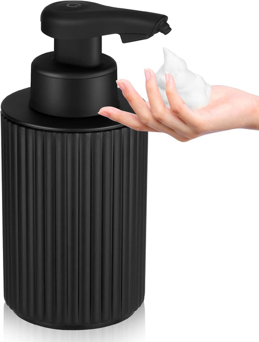 Automatic Soap Dispenser Foaming Touchless: 9oz Black Plastic - Rechargeable Electric Smart Auto Foam Soap Dispenser - Hand Dish Bathroom Kitchen