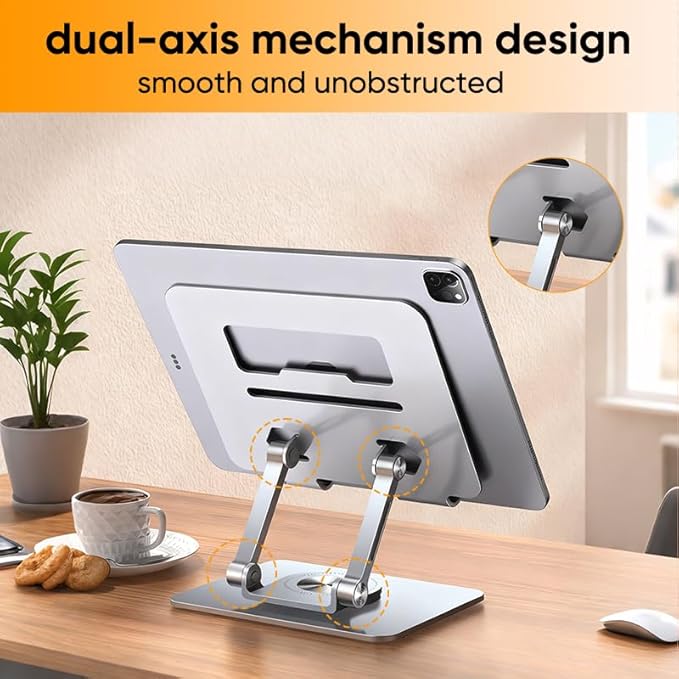 Saker 360° Rotating Laptop Stand, Aluminum Alloy Adjustable Height Ergonomic Computer Riser, Foldable Portable Desktop Stand with Cooling Design for 10-17 inch MacBook