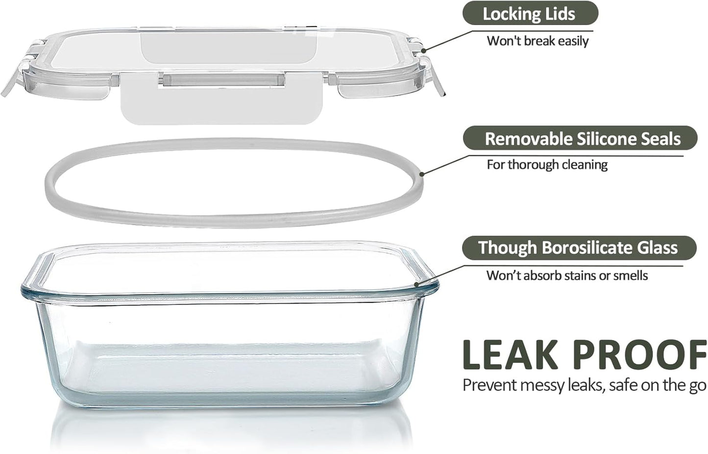 24-Piece Glass Food Storage Containers with Upgraded Snap Locking Lids,Glass Meal Prep Containers Set - Airtight Lunch Containers, Microwave, Oven, Freezer and Dishwasher,White