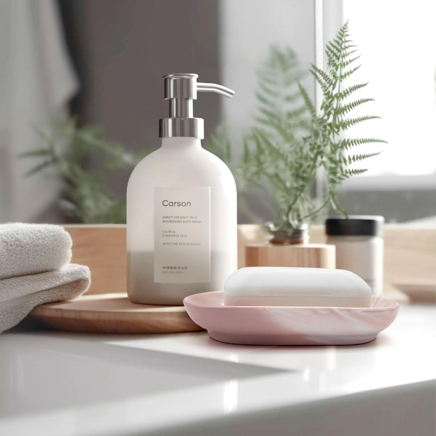 Elegant Ceramic Soap Dish for Shower with Unique Marble Texture, Decorative Bar Soap Holder for Bathroom & Kitchen, Easy Clean Versatile Oval Soap Dishes for Soap Bar