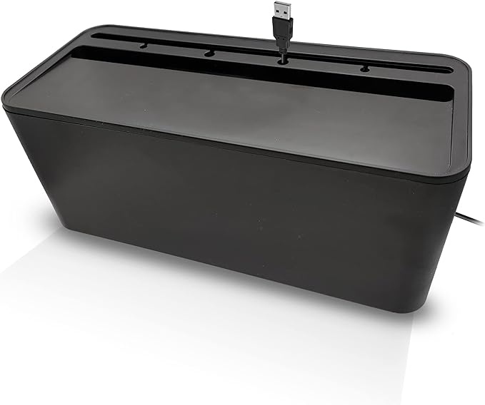 Cable Management Box Cord Organizer - The Cable Storage Box can Manage Hide Plugs Wires Power Strips USB Hub Router TV Computer Desk Cable for Home and Office Medium Black