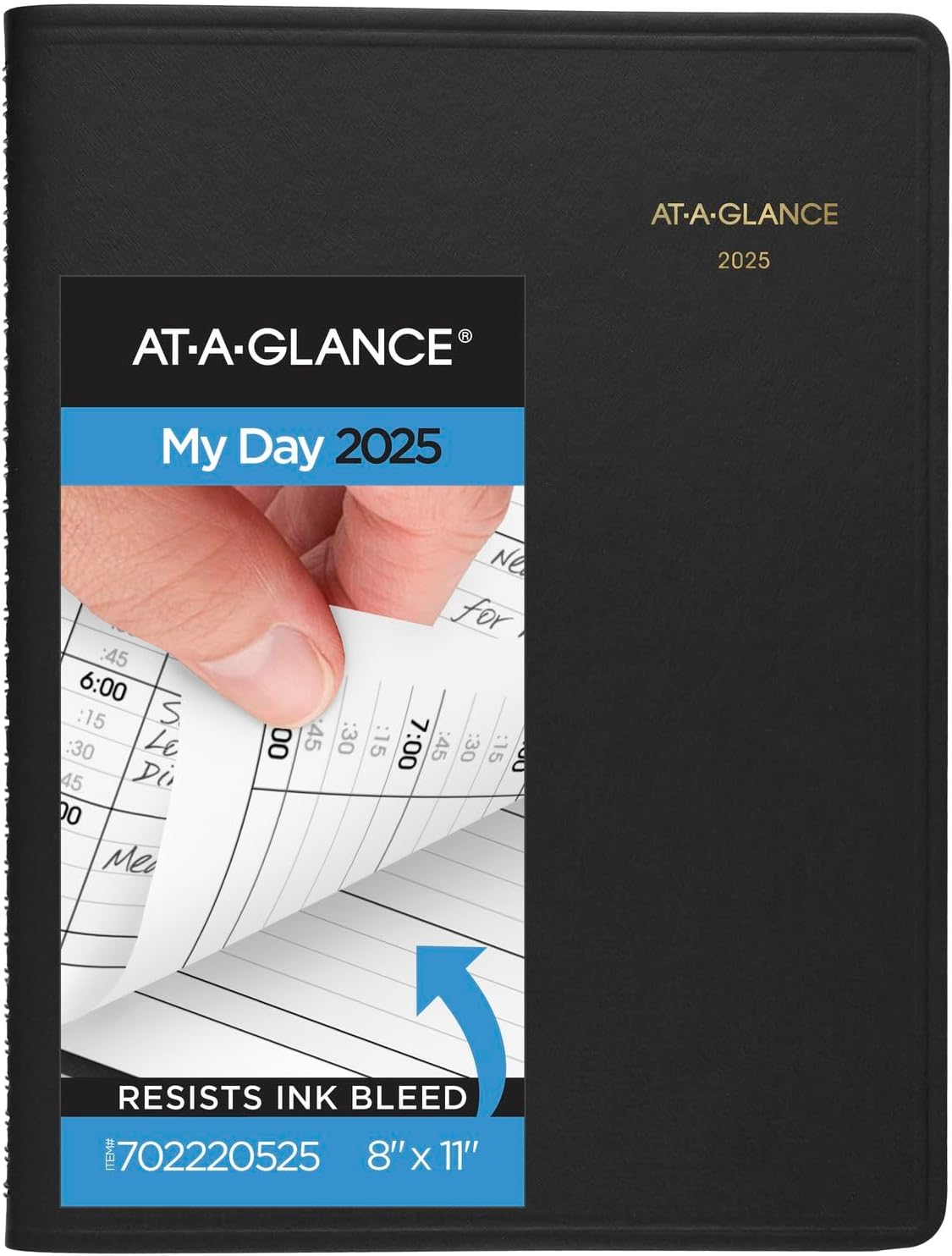 AT-A-GLANCE 2025 Appointment Book Planner, Daily, Two Person Group Planner, 8" x 11", Large, Quarter-Hourly, Black (702220525)