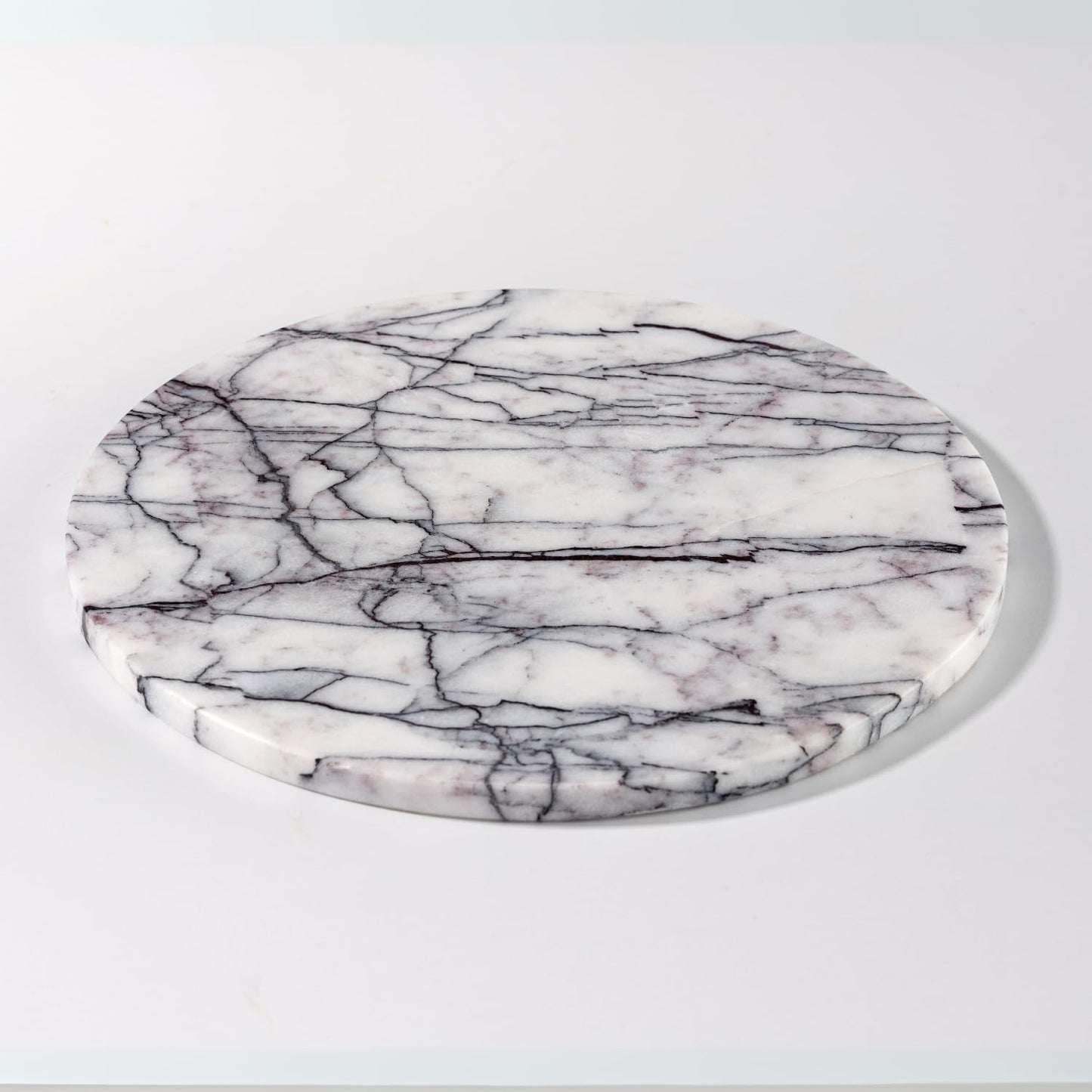 Handcrafted Marble Tray – Bathroom Counter Organizer, Jewelry Tray, Perfume Organizer & Decorative Tray for Vanity Accessories, Coffee Table Decor & Bathroom Countertop, Stone Trays (Round, Leilac)