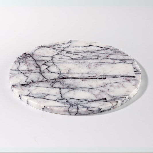 Handcrafted Marble Tray – Bathroom Counter Organizer, Jewelry Tray, Perfume Organizer & Decorative Tray for Vanity Accessories, Coffee Table Decor & Bathroom Countertop, Stone Trays (Round, Leilac)