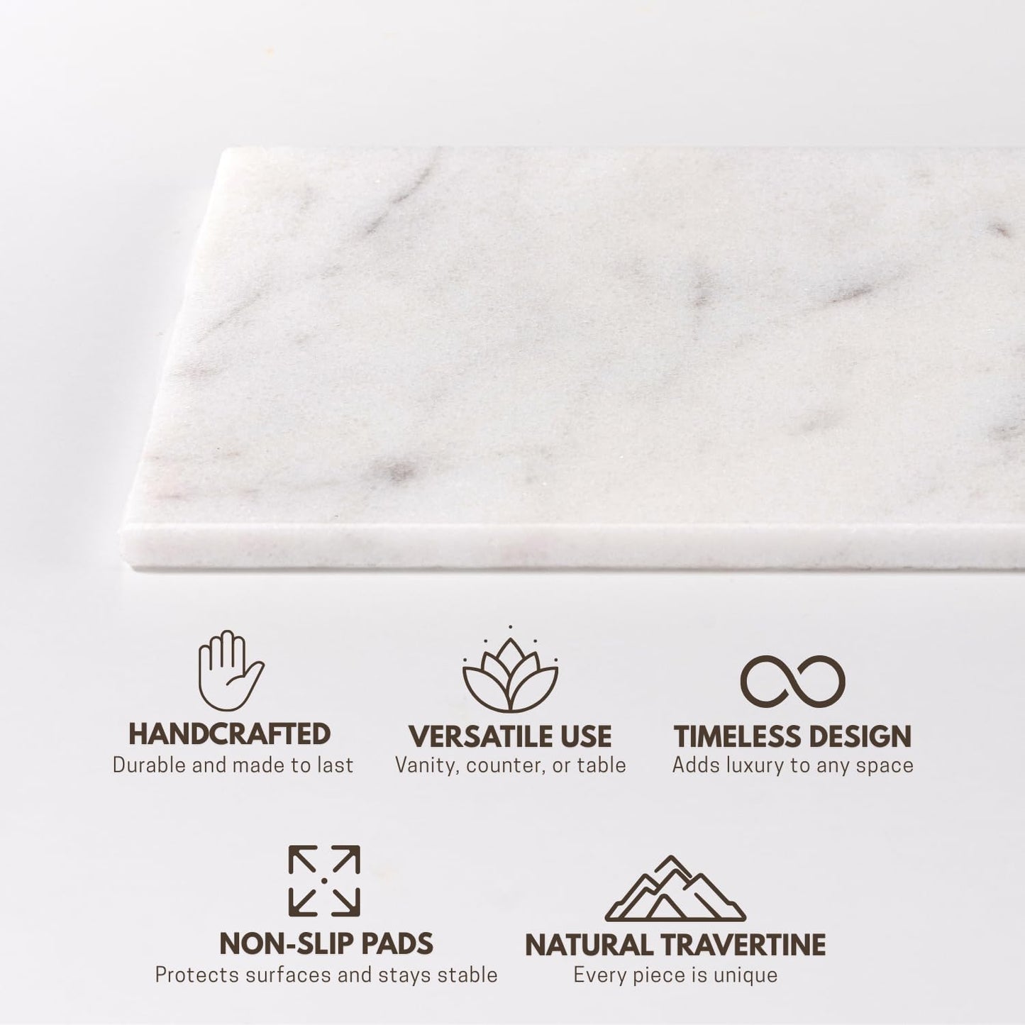 Handcrafted Marble Tray – Bathroom Counter Organizer, Jewelry Tray, Perfume Organizer & Decorative Tray for Vanity Accessories, Coffee Table Decor & Bathroom Countertop (Rectangular, Mugla White)