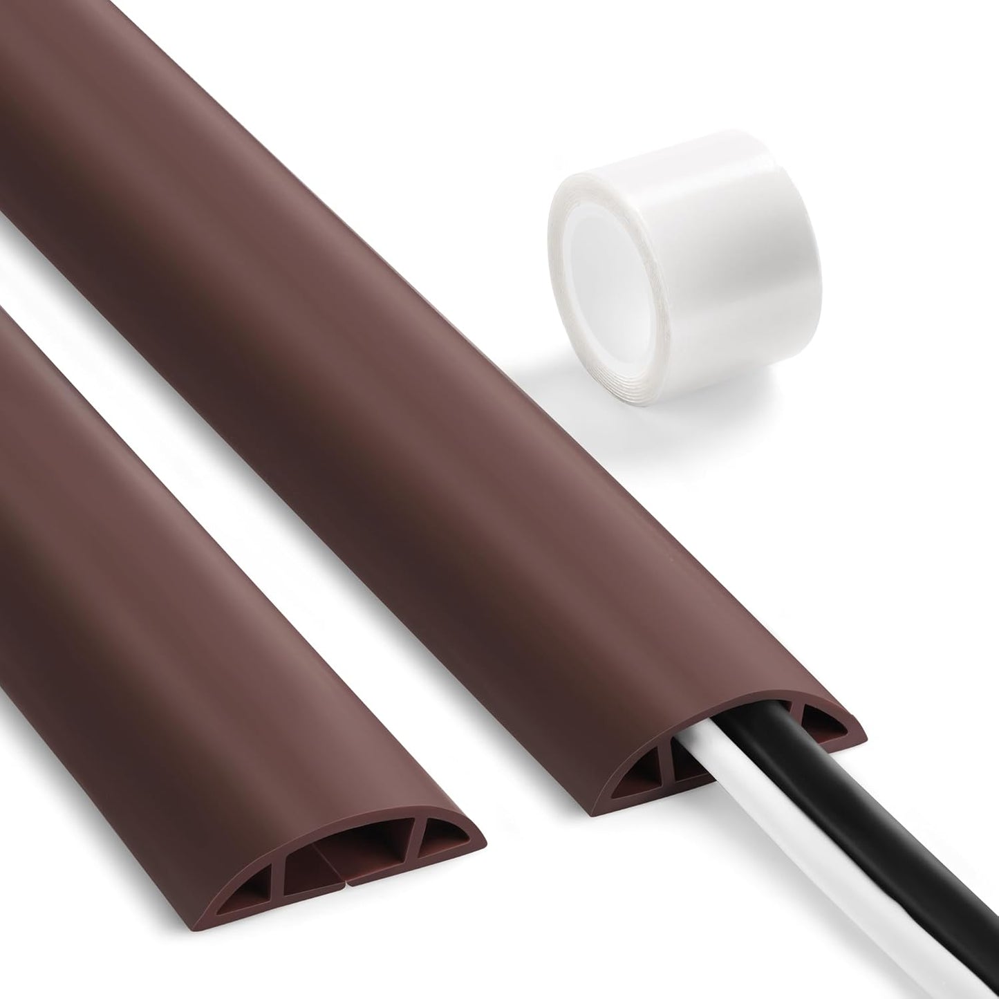 Floor Cable Cover 3ft Brown, LZEOY Cord Covers for Wires on Floor, Low Profile Cord Hider Cable Management, Office/Carpet Compatible