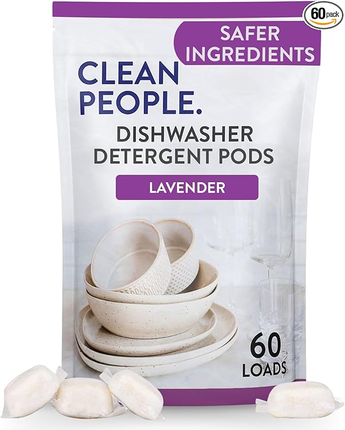 The Clean People Dishwasher Detergent Pods | Cuts Grease and Rinses Sparkling Clean | Residue-Free | Lavender, 60 Pack