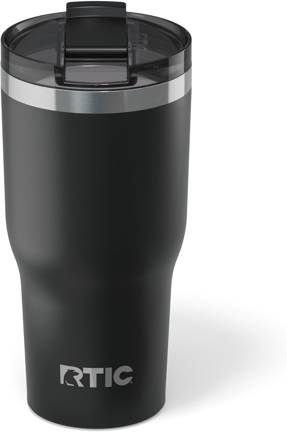 RTIC 30oz Essential Tumbler with Lid, Ceramic Lined, Insulated, Stainless Steel, Metal, Double Wall Vacuum-Insulation, Travel Cup for Iced Coffee, Tea, Hot and Cold Drink, Black