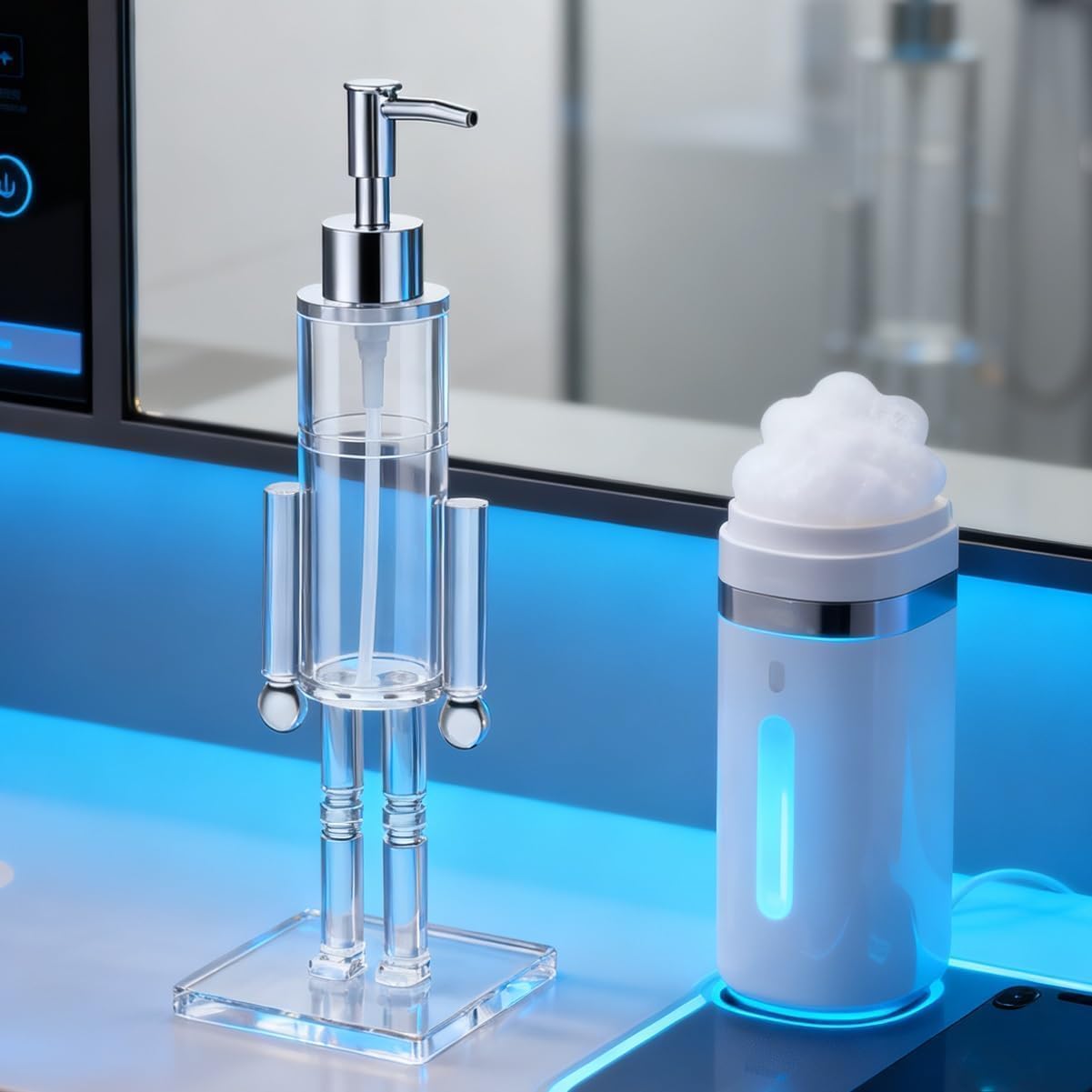 Nutcracker Soap Dispenser, 11.8" Acrylic Clear Nutcracker Soap Dispenser – Refillable Hand Pump Bottle for Bathroom, Kitchen & Countertop Decor, Perfect for Christmas Holiday (1pc)