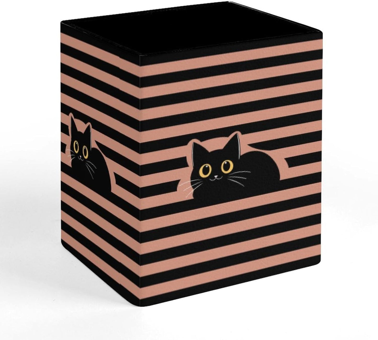 Square Pen Holder & Pencil Organizer for Desk - Office Storage Organizer, Markers/Makeup Brushes/Scissors Holder, Compact Desk Decor Accessories for Home Classroom School(Cute Cat)