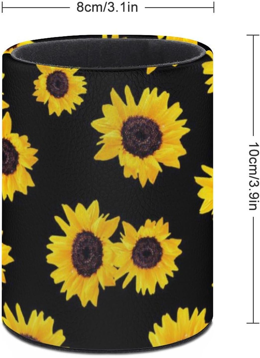 Sunflower Pen Holder Pencil Organizer Cute Pencil Cup Desk Decor Makeup Brush Holder PU Multifunctional Office Suppliesfor Home Classroom School