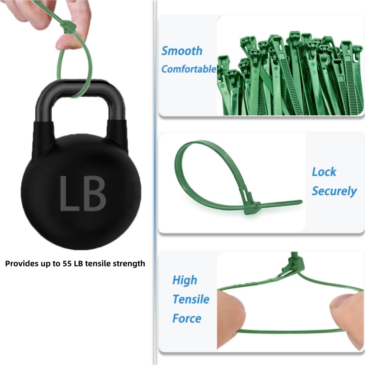 100 Pack 12 Inch Heavy Duty Reusable Zip Ties Green – UV Resistant, 55 LBS Tensile Strength, Weatherproof Cable Ties for Outdoor, Industrial, and Harsh Environments