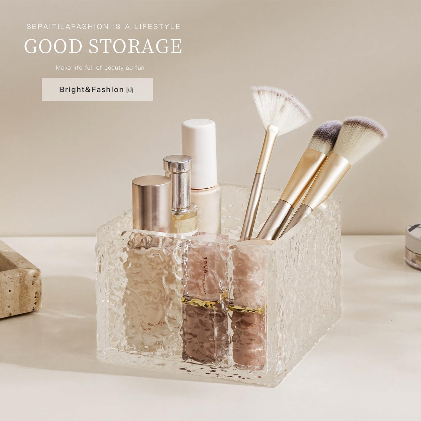 Remote Control Holder - Acrylic Desk Organizer, TV Remote and Cosmetic Storage Box 5.12"