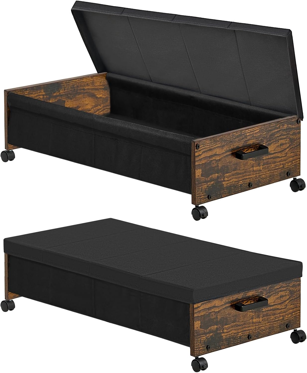 Under Bed Storage with Wheels, Under Bed Drawers On Wheels, Under Bed Shoe Organizer Organizer, Rolling Under Bed Storage for Shoe Blanket, with Metal Frame, Patented Design