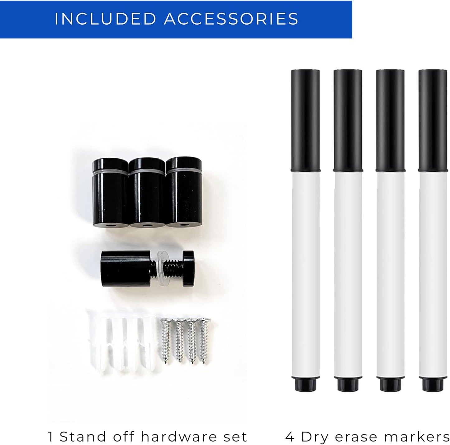 9x12 Dry Erase Board for Wall - with .25 White Acrylic and Black Stand Off Finish - Perfect Whiteboard for Office, Home, Classroom - Durable and Stylish .25 White Acrylic Dry Erase Board